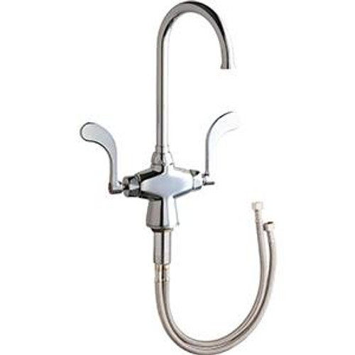Chicago Faucets 50-GN2FC317XKABCP - Two Handle, Single Hole Deck Mounted Faucet with 5-1/4-inch Flow Control Rigid / Swing Gooseneck Spout and XK Ceramic Cartridges Chicago Faucets 50-GN2FC317XKABCP - Two Handle, Single Hole Deck Mounted Faucet with 5-1/4-inch Flow Control Rigid / Swing Gooseneck Spout and XK Ceramic Cartridges