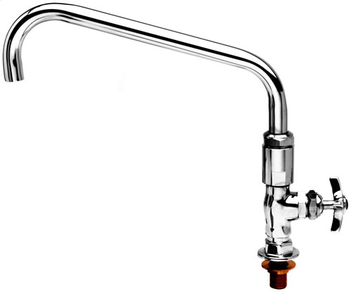 T&S Brass B-0296-PRISON - Big-Flo Single Pantry Faucet, Deck Mount, 12" Swing Nozzle W/ Solid Brass Chrome Plated