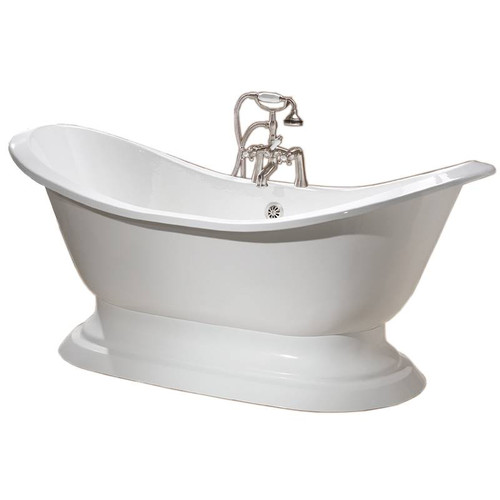 Cheviot 2151-WC-6 REGENCY Cast Iron Bathtub with Pedestal Base, White Interior, Custom Colour Exterior, White Feet Tub