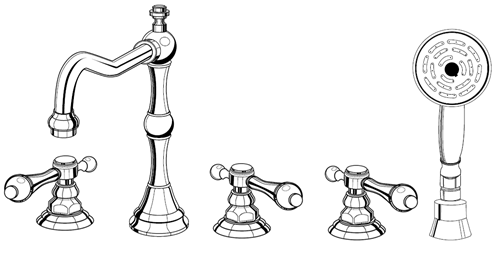 Jaclo 9930-T692-284 Roaring Twenties Roman Tub Filler Faucet & Finial Lever Handles, Side Spray Jaclo 9930-T692-284 Roaring Twenties Roman Tub Filler Faucet & Finial Lever Handles, Side Spray