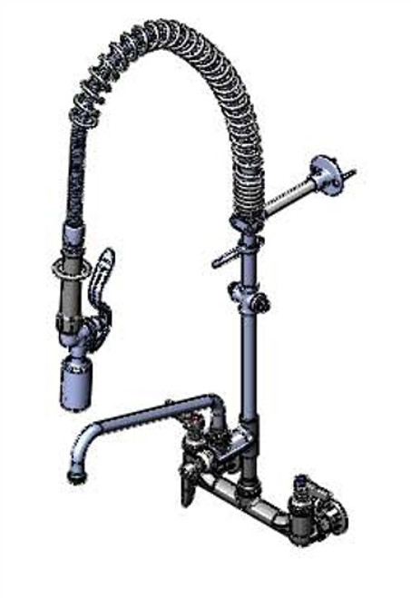 T&S Brass B-0133-A12-BC4 - Easyinstall Pre-Rinse, Spring Action, Wall Mount, 8-inch C/C, 12-inch Adf, 4-Way Cross,B-0107-C