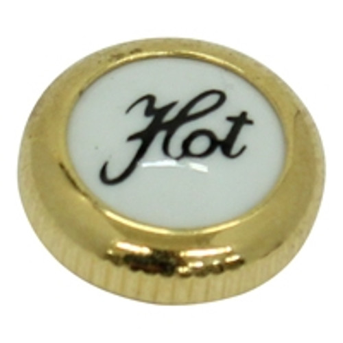 Rohl ZZ9386202Z-IB Cisal Porcelain Screw Cover Cap Only For Handles In Italian Brass With "Hot" In Script  