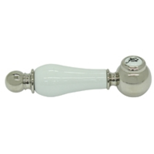 Rohl ZZ9736802B-PN Rohl Arcana Ornate White Porcelain Lever Only With "Hot" Screw Cover Cap And M.4 X 40 Screw In Polished Nickel For All Cisal Faucets Except Pressure