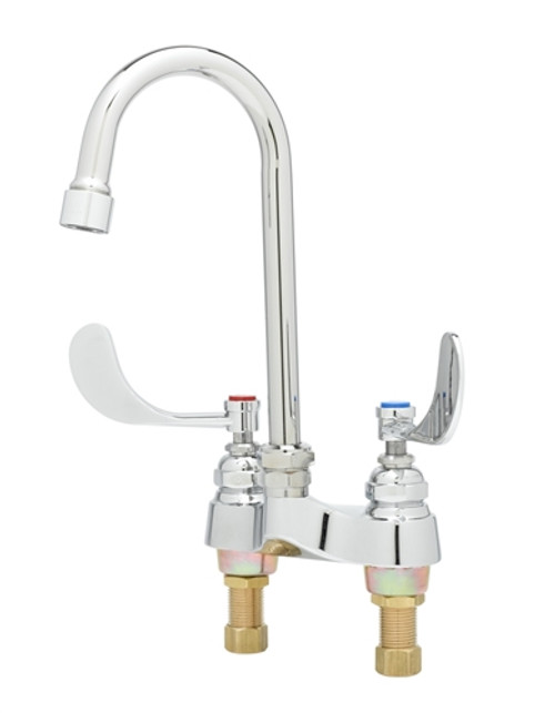 T&S Brass B-0892-QT-VF05 - 4-inch Centerset Faucet, Swivel Gooseneck, 1/4-Turn Eternas, 0.5 Vr Non-Aerated, B-Wh4 Handles T&S Brass B-0892-QT-VF05 - 4-inch Centerset Faucet, Swivel Gooseneck, 1/4-Turn Eternas, 0.5 Vr Non-Aerated, B-Wh4 Handles