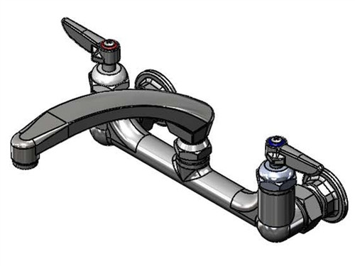 T&S Brass B-0230-0CS8-CR - 8-inch Wall Mount Faucet, 0Cs8-Lt Swivel Cast Spout W/ B-Lt Stream Regulator, Ceramas