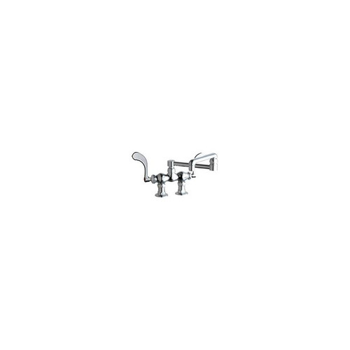 Chicago Faucets - 772-DJ13-317XKABCP - 3-3/8-inch Center Deck Mounted Sink Faucet with Wristblade Handles and Ceramic Quaturn Cartridges