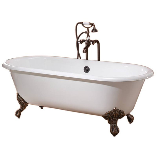 Cheviot 2175-WC-PN REGAL Cast Iron Bathtub, White Interior, Custom Colour Exterior, Polished Nickel Feet Tub