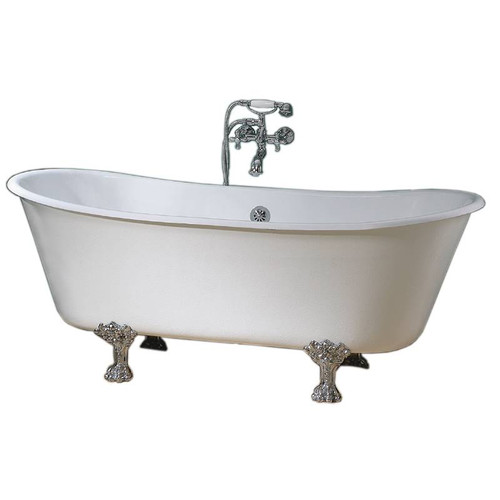 Cheviot 2122-WC-PN WINCHESTER Cast Iron Bathtub, White Interior, Custom Colour Exterior, Polished Nickel Feet Tub
