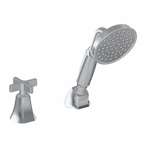 Graff G-6856-C15B-UB Finezza DUE Deck-Mounted Handshower & Diverter Set w/Cross Handle (Rough & Trim) , Unfinished Brass