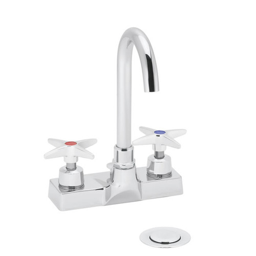 Speakman SC-3091-D75-FC - Commander centerset faucet with 3 3/4-inch deep plain end gooseneck rigid or swivel 2.0 gpm laminar flow control in base of spout and D75 cross handles