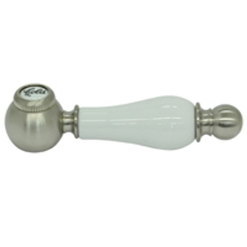 Rohl ZZ9736702A-STN Rohl Arcana Ornate White Porcelain Lever Only With "Cold" Screw Cover Cap And M.4 X 40 Screw In Satin Nickel For All Cisal Faucets Except Pressure Balance And