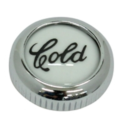 Rohl ZZ93861021-APC Cisal Porcelain Screw Cover Cap Only For Handles In Polished Chrome With "Cold" In Script 