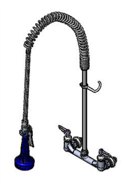 T&S Brass B-0133-EE-CR-8C - Pre-Rinse Unit: 8-inch C/C Wall Mount, 1/2-inchNpt 00EE Male Inlets, B-0108-C Spray Valve, Ceramas