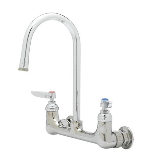 T&S Brass B-0330CR-PRISON - Double Pantry Faucet, Wall Mount, 8" Centers, Rigid Gooseneck, Solid Brass Chrome Plated T&S Brass B-0330CR-PRISON - Double Pantry Faucet, Wall Mount, 8" Centers, Rigid Gooseneck, Solid Brass Chrome Plated