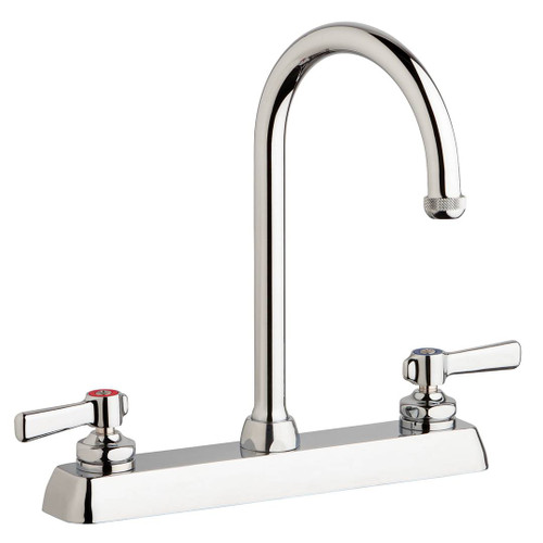 Chicago Faucets W8D-GN2AE1-369ABCP - 8" Deck Mount Washboard Sink Faucet Chicago Faucets W8D-GN2AE1-369ABCP - 8" Deck Mount Washboard Sink Faucet