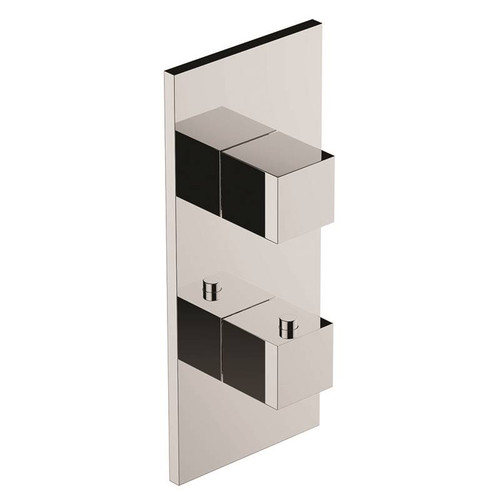 Graff G-8048-SH0-PN-T M-Series Square Thermostatic 2-Hole Trim Plate and Handle (Trim Only) , Polished Nickel