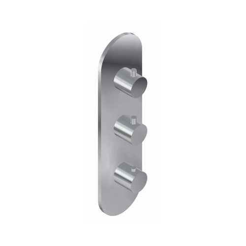 Graff G-8056-RH0-WT-T M-Series Round Thermostatic 3-Hole Trim Plate and Handle (Trim Only) , Architectural White