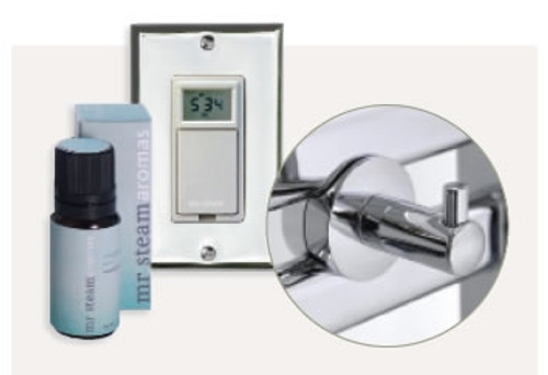 Mr. Steam WT VALET PC - VALET PACKAGE INCLUDES ROBE HOOK,ESSENTIAL OIL, DIGITAL TIMER W/ COVER PLATE POLISHED CHROME