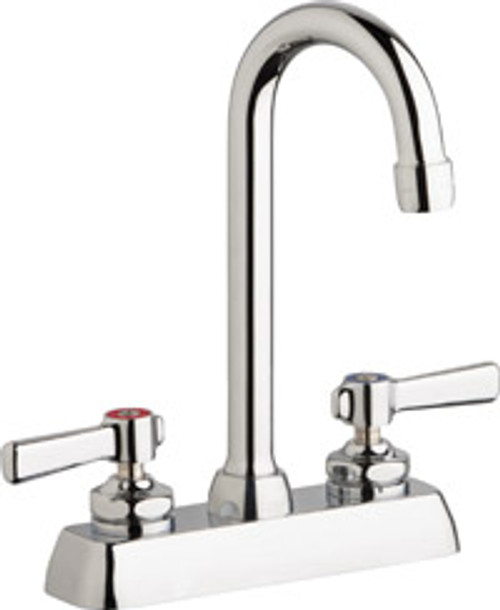 Chicago Faucets W4D-GN1AE35-369ABCP - 4" Deck Mount Washboard Sink Faucet Chicago Faucets W4D-GN1AE35-369ABCP - 4" Deck Mount Washboard Sink Faucet