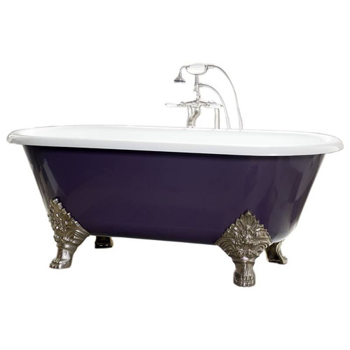 Cheviot 2160-WW-6-WH CARLTON Cast Iron Bathtub, White Interior, White Exterior, White Feet Tub