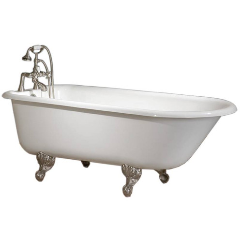 Cheviot 2107-WC-0-PN TRADITIONAL Cast Iron Bathtub, White Interior, Custom Colour Exterior, Polished Nickel Feet Tub