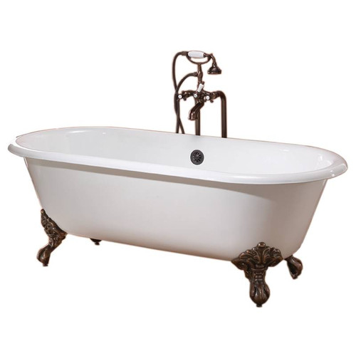 Cheviot 2110-WC-6-PB REGAL Cast Iron Bathtub, White Interior, Custom Colour Exterior, Polished Brass Feet Tub