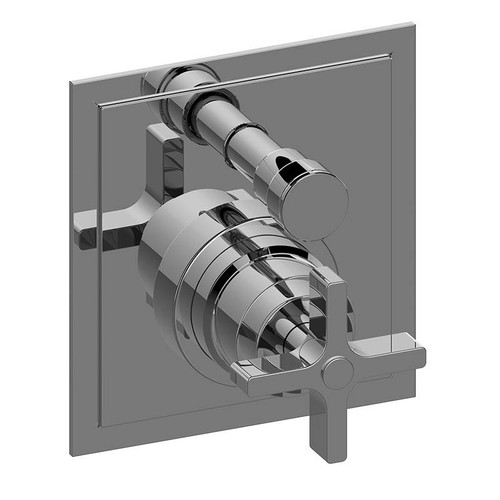 Graff G-7085-C15S-UB-T Finezza Pressure Balancing Valve Trim with Cross Handle and Diverter, Unfinished Brass