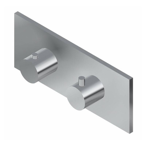 Graff G-8048H-RH0-SN-T M-Series Square 2-Hole Trim Plate with Round Handles (Horizontal Installation), Steelnox (Satin Nickel)