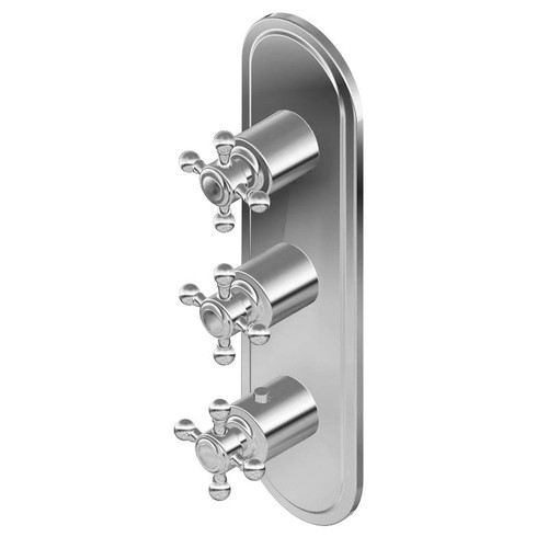 Graff G-8087-C2E0-AU-T M-Series Transitional 3-Hole Trim Plate w/Cross Handles (Vertical Installation), 24K Gold Plated