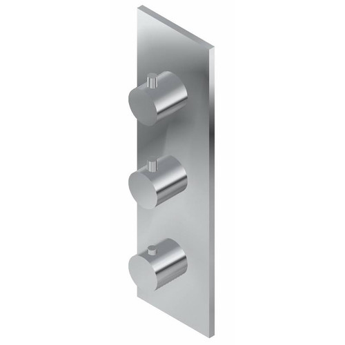 Graff G-8057-RH0-BNi-T M-Series Square 3-Hole Trim Plate with Round Handles (Vertical Installation), Brushed Nickel