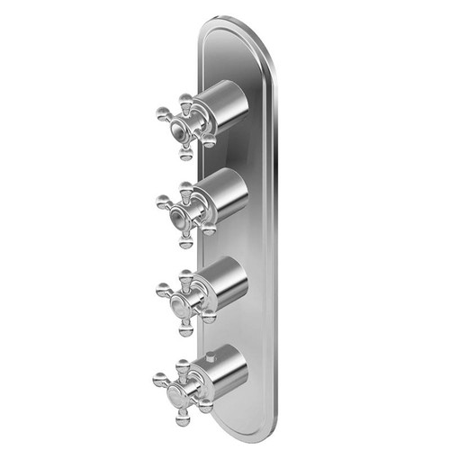 Graff G-8088-C2E0-PN-T M-Series Transitional 4-Hole Trim Plate w/Cross Handles (Vertical Installation), Polished Nickel