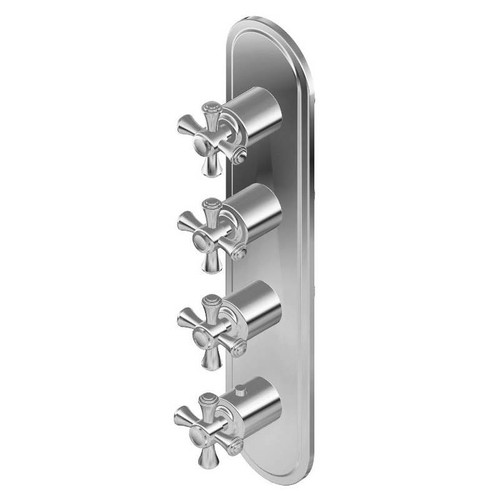 Graff G-8088-C3E0-PN-T M-Series Transitional 4-Hole Trim Plate w/Cross Handles (Vertical Installation), Polished Nickel