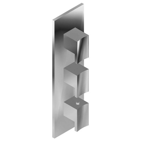 Graff G-8057-C14E0-SN-T M-Series Square Thermostatic 3-Hole Trim Plate w/Targa/Sade Handle (Trim Only) , Steelnox (Satin Nickel)