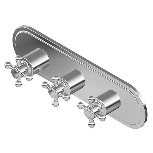 Graff G-8087H-C2E0-PN-T M-Series Transitional 3-Hole Trim Plate w/Cross Handles (Horizontal Installation), Polished Nickel