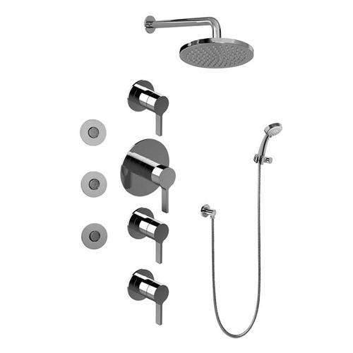 Graff GB1.132A-LM46S-PC Contemporary Round Thermostatic Set w/Body Sprays & Handshower , Polished Chrome