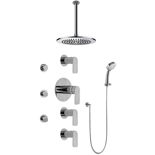 Graff GB1.231A-LM42S-SN Contemporary Square Thermostatic Set w/Body Sprays & Handshower ( Trim Only), Steelnox (Satin Nickel)