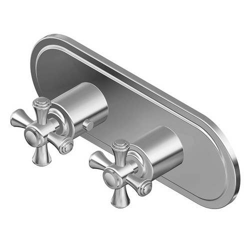 Graff G-8086H-C3E0-PC-T M-Series Transitional 2-Hole Trim Plate w/Cross Handles (Horizontal Installation), Polished Chrome