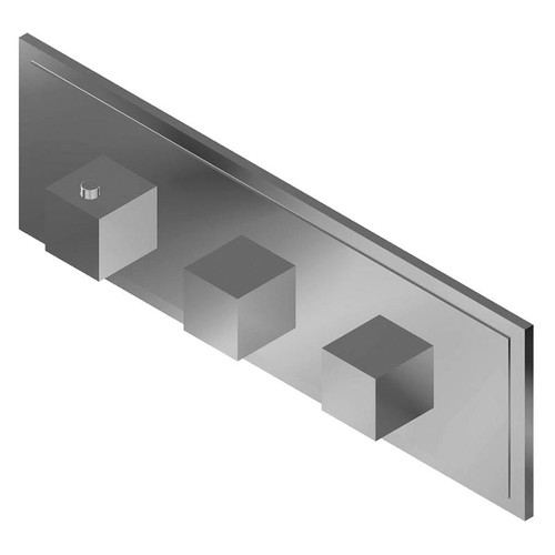 Graff G-8082H-SH0-BNi-T M-Series Transitional Square 3-Hole Trim Plate with Square Handles (Horizontal Orientation), Brushed Nickel Graff G-8082H-SH0-BNi-T M-Series Transitional Square 3-Hole Trim Plate with Square Handles (Horizontal Orientation), Brushed Nickel