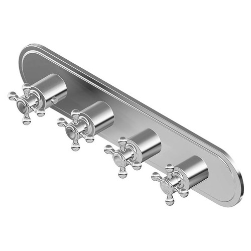 Graff G-8088H-C2E0-OB-T M-Series Transitional 4-Hole Trim Plate w/Cross Handles (Horizontal Installation), Olive Bronze