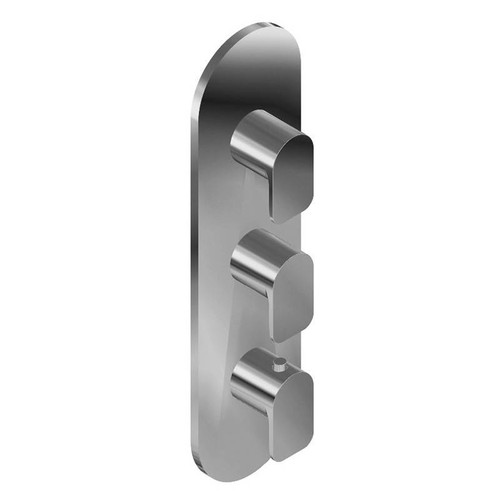Graff G-8056-LM42E0-WT-T M-Series Round Thermostatic 3-Hole Trim Plate and Handle (Trim Only) , Architectural White