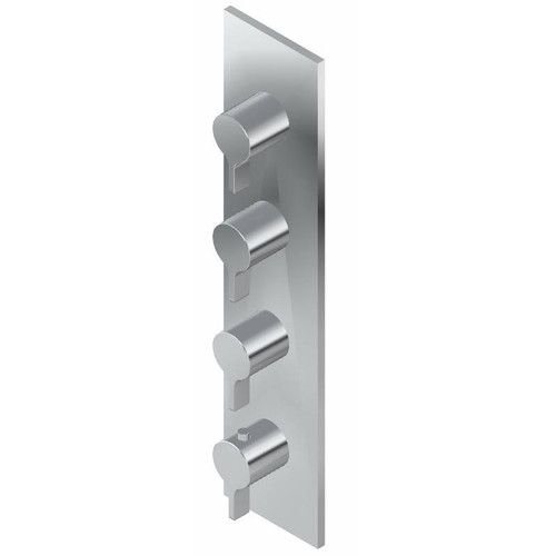 Graff G-8059-LM46E0-PN-T M-Series Square 4-Hole Trim Plate with Terra Handles (Vertical Installation), Polished Nickel