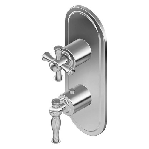 Graff G-8086-LM22C3-SN-T M-Series Transitional 2-Hole Trim Plate w/Cross Handles (Vertical Installation), Steelnox (Satin Nickel)