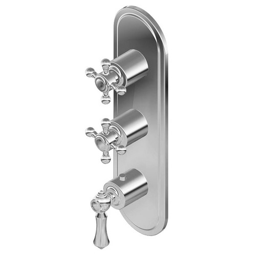 Graff G-8087-LM15C2-SN-T M-Series Transitional 3-Hole Trim Plate w/Handles (Vertical Installation), Steelnox (Satin Nickel)