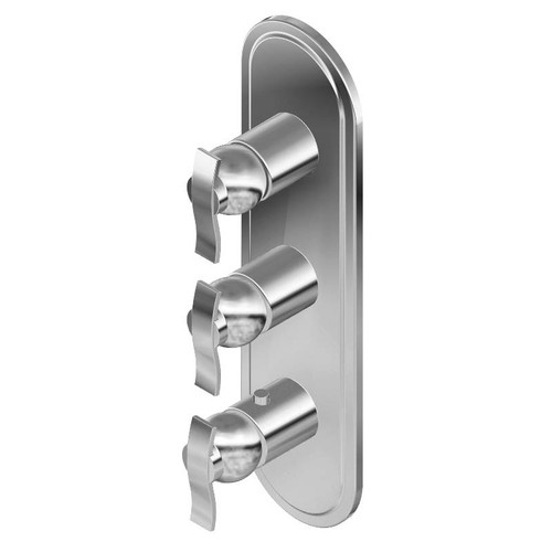 Graff G-8087-LM20E0-PN-T M-Series Transitional 3-Hole Trim Plate w/Bali Handles (Vertical Installation), Polished Nickel