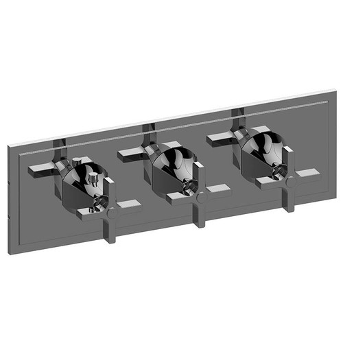 Graff G-8178H-C15E0-PC-T M-Series Finezza DUE 3-Hole Trim Plate w/Cross Handles (Horizontal Installation), Polished Chrome