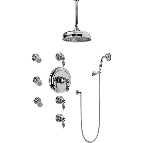Graff GA1.221B-LM14-PC-T Adley/Nantucket Thermostatic Set w/Body Sprays & Handshower (Trim Only)