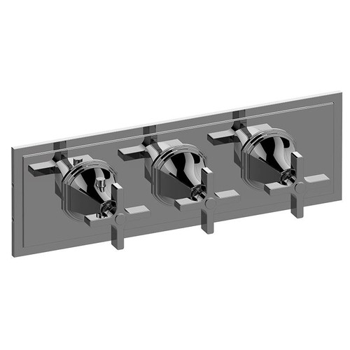 Graff G-8078H-C15E0-PC-T M-Series Finezza UNO 3-Hole Trim Plate w/Cross Handles (Horizontal Installation), Polished Chrome
