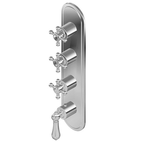 Graff G-8088-LM34C2-SN-T M-Series Transitional 4-Hole Trim Plate w/Handles (Vertical Installation), Steelnox (Satin Nickel)