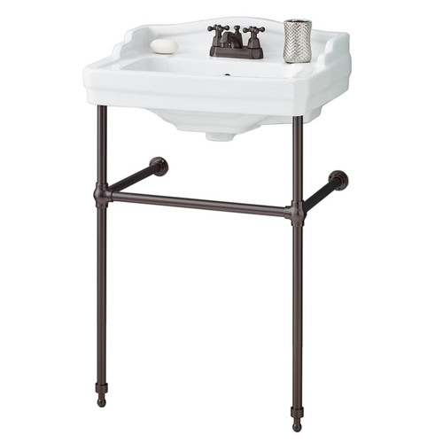 Cheviot 553-WH-4/575-PN ESSEX Console Sink, White Sink with Polished Nickel Console Stand Sink