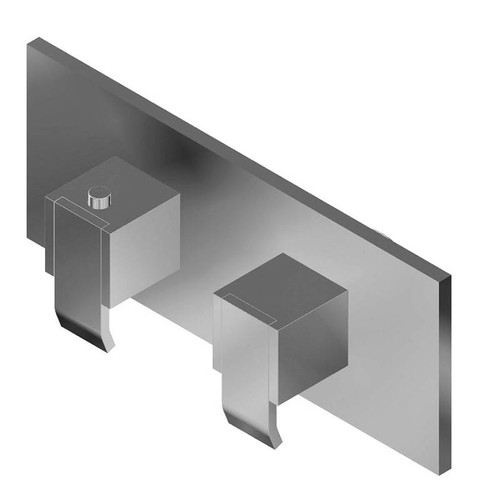 Graff G-8048H-LM38E0-SN-T M-Series Square Thermostatic 2-Hole Trim Plate w/Qubic Handle (Horizontal Installation), Steelnox (Satin Nickel)